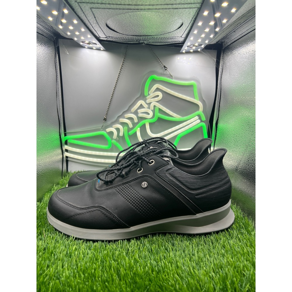 FootJoy Stratos Spikeless Black Leather Golf Shoes Mens 10.5 W 50078